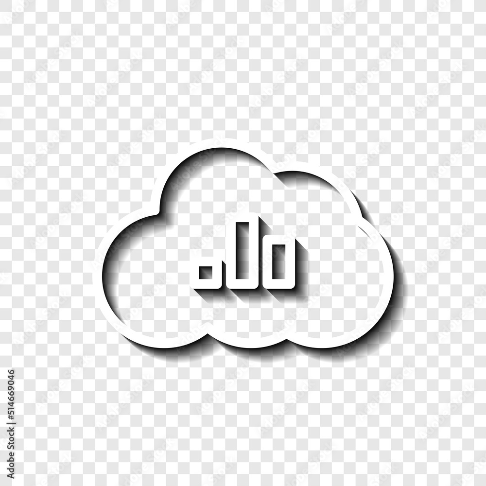 Poster graph, cloud simple icon vector. flat design. white with shadow on transparent grid.ai