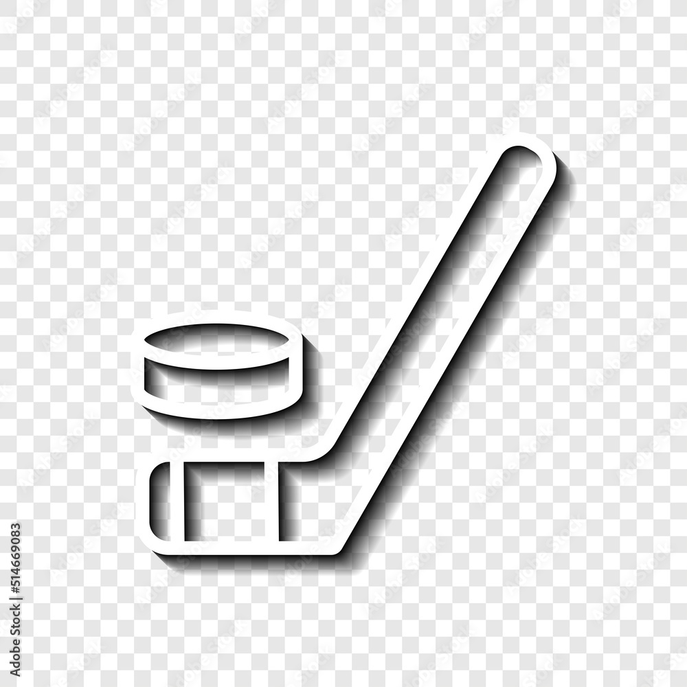 Poster hockey simple icon vector. flat design. white with shadow on transparent grid.ai