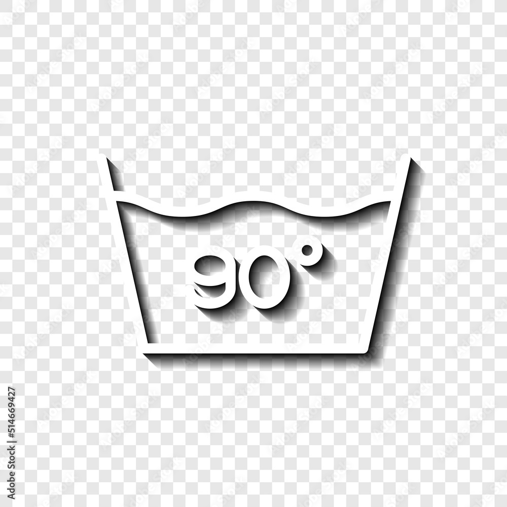 Aufkleber laundry, 90 degrees simple icon vector. flat design. white with shadow on transparent grid.ai