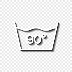 Laundry, 90 degrees simple icon vector. Flat design. White with shadow on transparent grid.ai