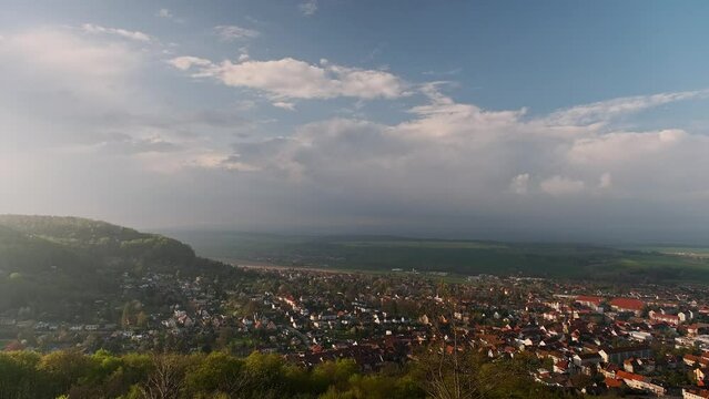 Beautiful View Of Small Town in spring time. Bleicherode, Deutcshland.