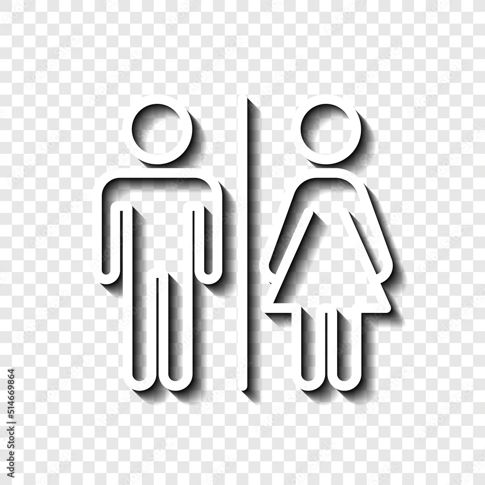 Poster man, woman simple icon vector. flat design. white with shadow on transparent grid.ai