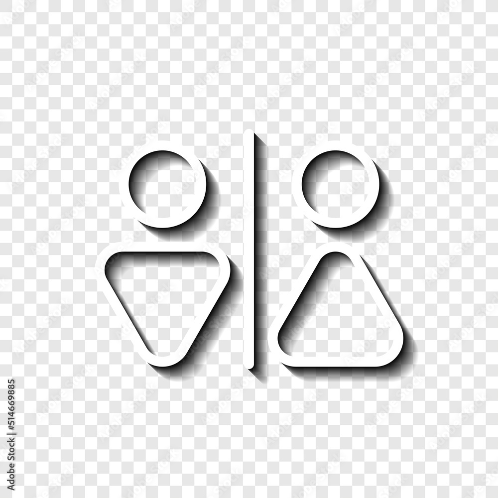 Aufkleber man, woman, wc simple icon vector. flat design. white with shadow on transparent grid.ai