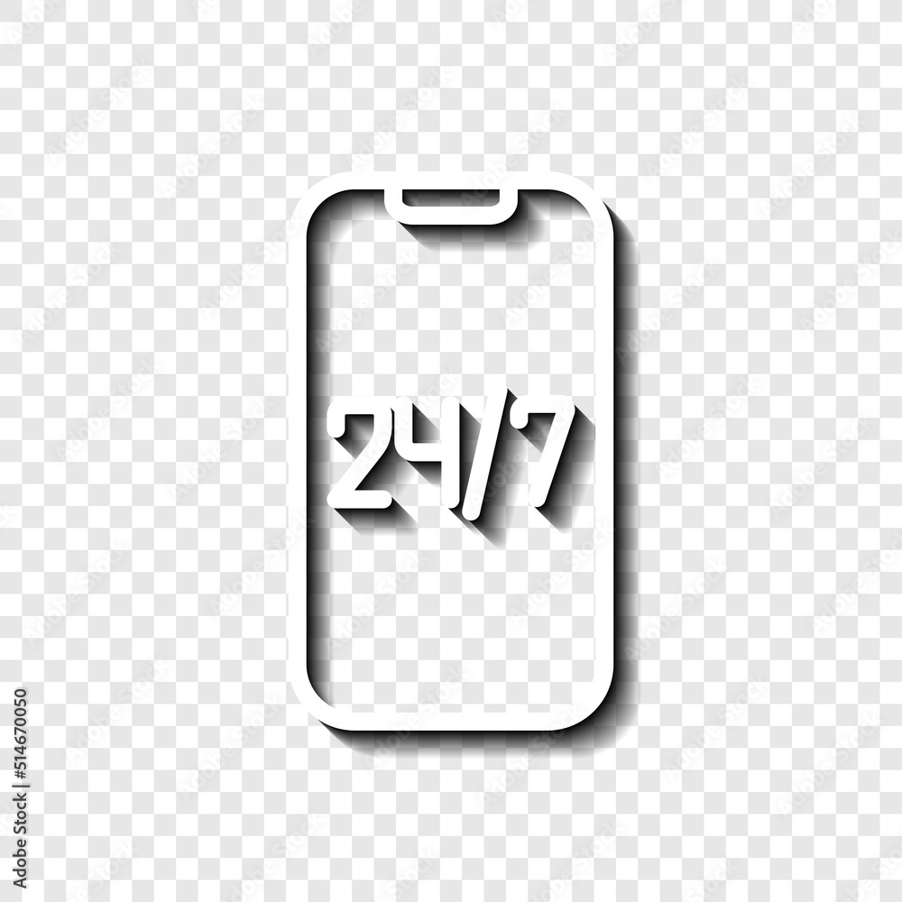 Poster mobile support simple icon flat design. white with shadow on transparent grid.ai