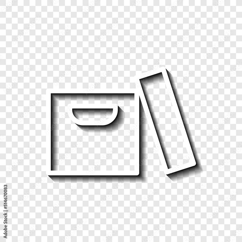 Poster open box icon vector. flat design. white with shadow on transparent grid.ai