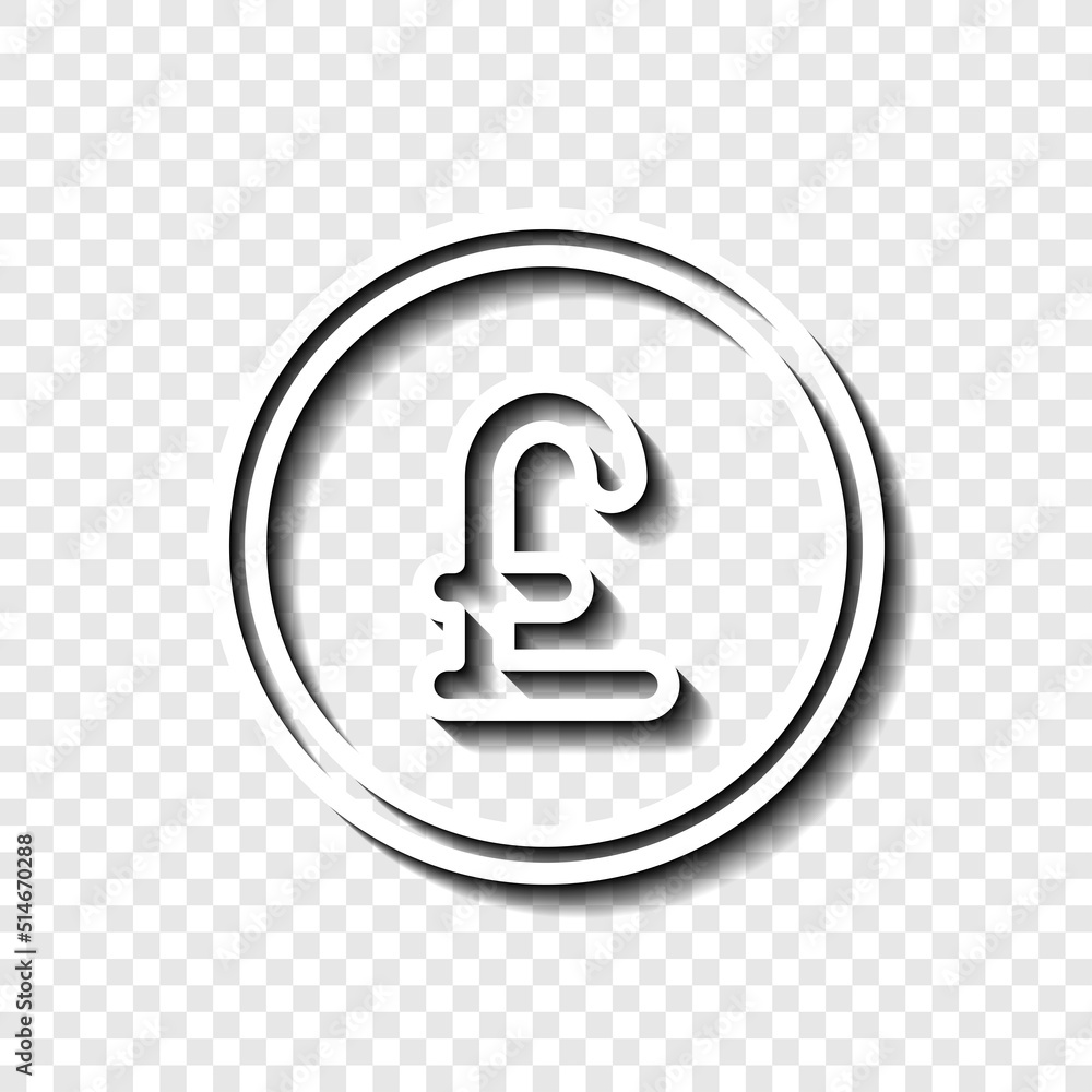 Poster pound coin simple icon vector. flat design. white with shadow on transparent grid.ai