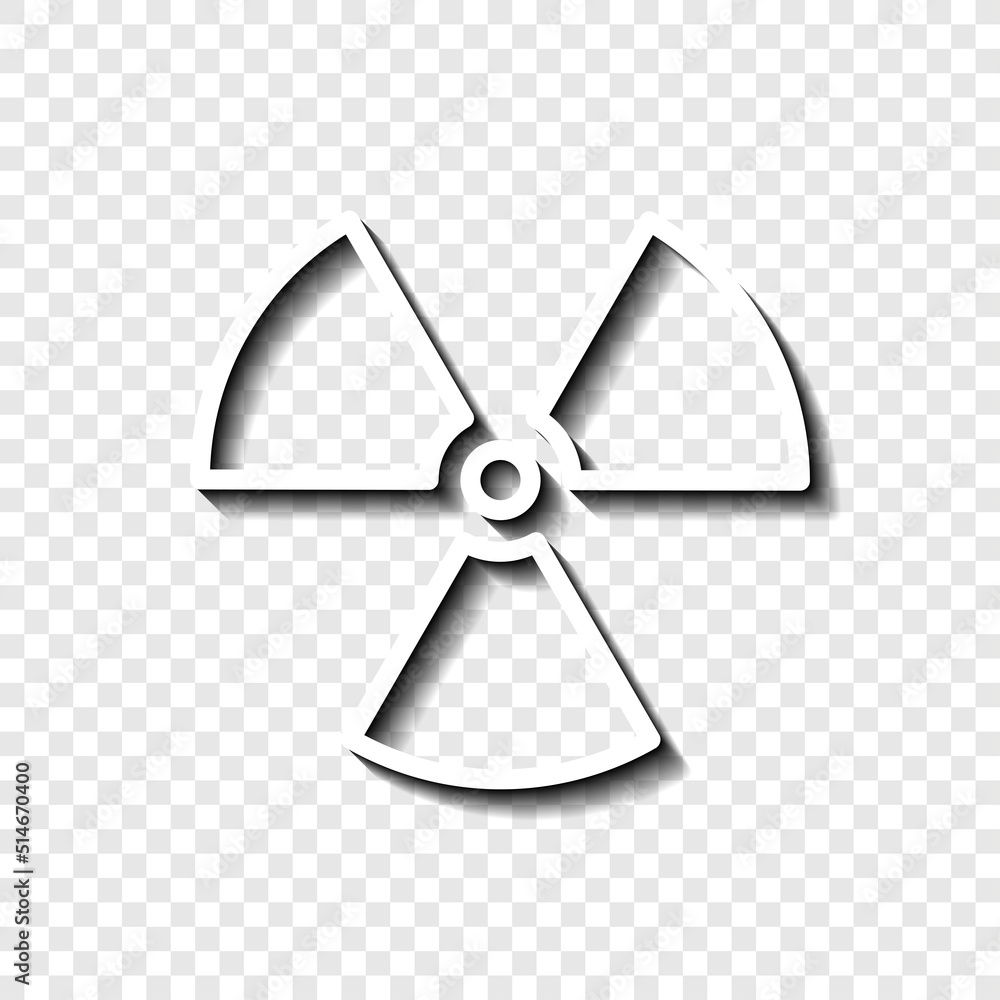 Poster radiation simple icon vector. flat design. white with shadow on transparent grid.ai