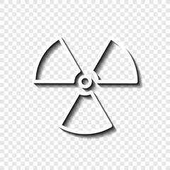 Radiation simple icon vector. Flat design. White with shadow on transparent grid.ai