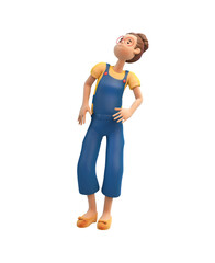 3d render Asian girl Show different gestures on a white background