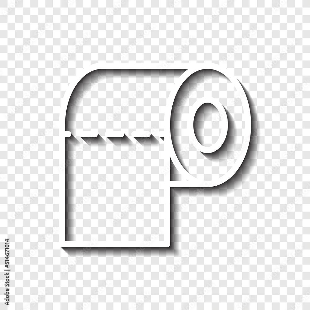 Poster toilet paper simple icon vector. flat design. white with shadow on transparent grid