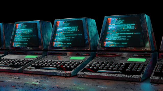 Programming Codes in Old Personal Computers. High quality 4k footage