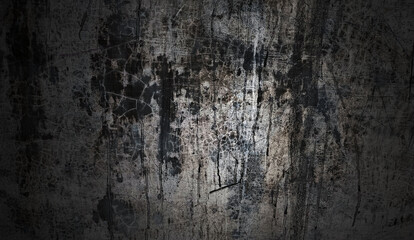 Obraz na płótnie Canvas Dark and black wall halloween background concept. Black concrete dusty for background. Horror cement texture