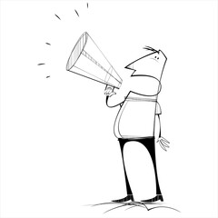 A loud mouthed guy yelling through a megaphone