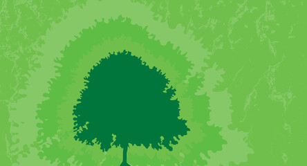Green tree background, ecology. Tree silhouette