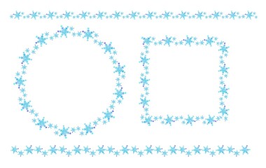  雪のフレーム、罫線セット