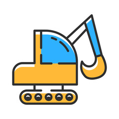 Bulldozer line color icon. Vector transport illustration