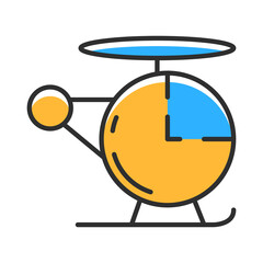 Helicopter line flat icon. Fly transport illustration