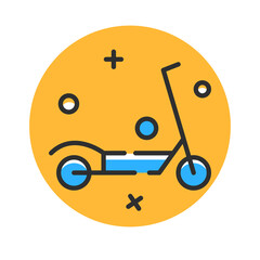 electric kick scooter flat line icon in color. Vector illustration concept