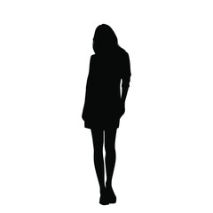 Vector silhouette of woman standing,  figure of young girl, sexy profile, black color, isolated on a white background