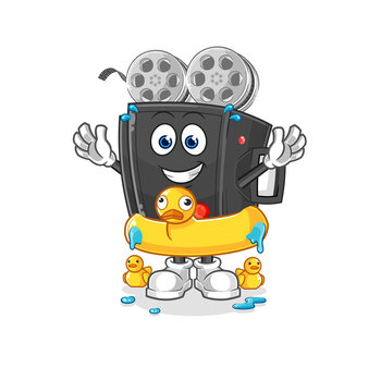recommend clip art: film camera with duck buoy cartoon. cartoon mascot vector
