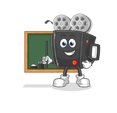 film camera teacher vector. cartoon character