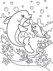 Dolphin Coloring Page For Kids
