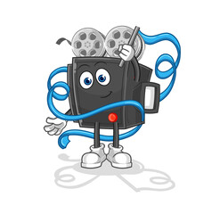 film camera Rhythmic Gymnastics mascot. cartoon vector