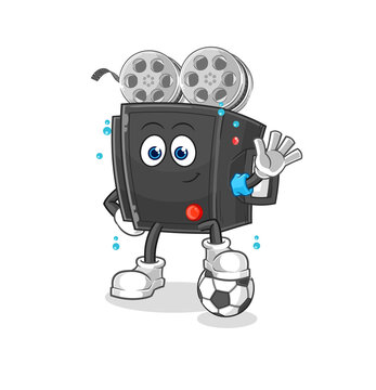 recommend clip art: film camera playing soccer illustration. character vector