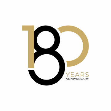 180 Year Anniversary Logo, Golden Color, Vector Template Design element for birthday, invitation, wedding, jubilee and greeting card illustration.