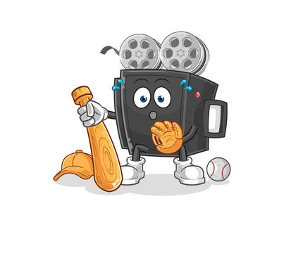 film camera baseball Catcher cartoon. cartoon mascot vector
