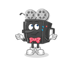film camera lie like Pinocchio character. cartoon mascot vector