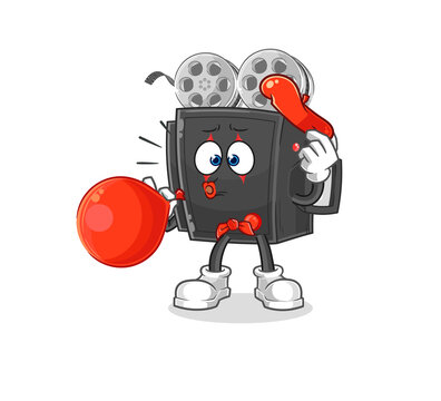 recommend clip art: film camera pantomime blowing balloon. cartoon mascot vector
