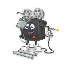 film camera welder mascot. cartoon vector