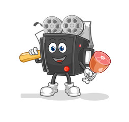 film camera Butcher illustration. character vector