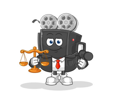 film camera lawyer cartoon. cartoon mascot vector