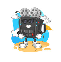 film camera sunbathing in summer. character vector
