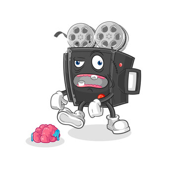film camera zombie character.mascot vector