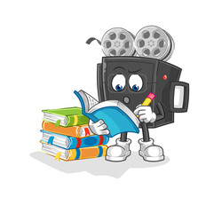 film camera studying mascot. cartoon vector