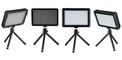 lantern searchlight for video filming, on a white background, collage