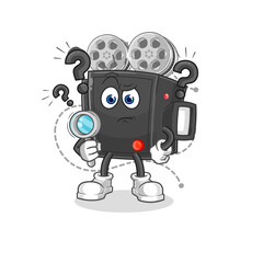 film camera searching illustration. character vector