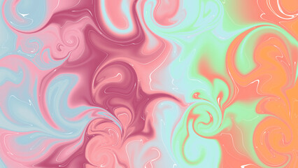 colorful liquids flow pattern, abstract background orange pink blue