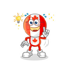 canada flag head got an idea cartoon. mascot vector