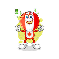 canada flag head full battery character. cartoon mascot vector