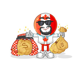 canada flag head rich arabian mascot. cartoon vector