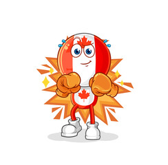 canada flag head boxer character. cartoon mascot vector