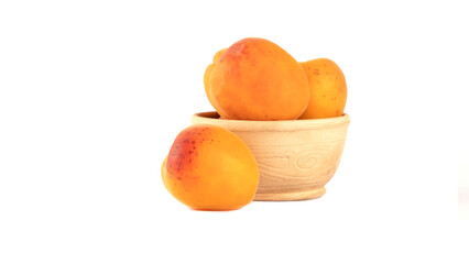 Bunch of ripe organic apricots. Lots of local produce. Clean food concept. Background, copy space