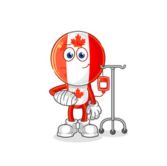 canada flag head sick in IV illustration. character vector