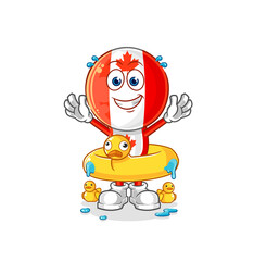 canada flag head with duck buoy cartoon. cartoon mascot vector