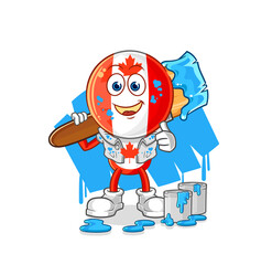canada flag head painter illustration. character vector