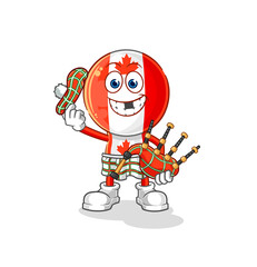 canada flag head scottish with bagpipes vector. cartoon character